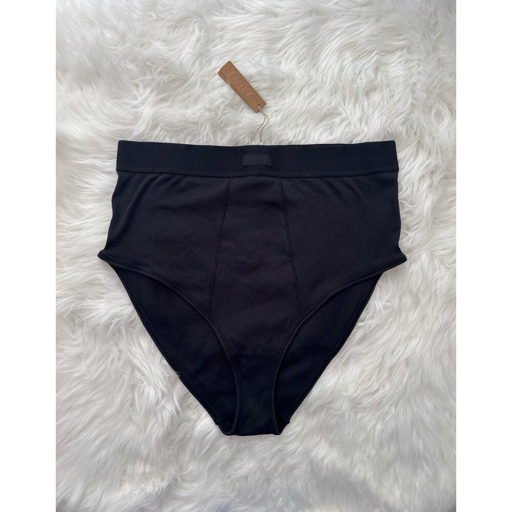 Skims Cotton Rib Brief Soot Size XL